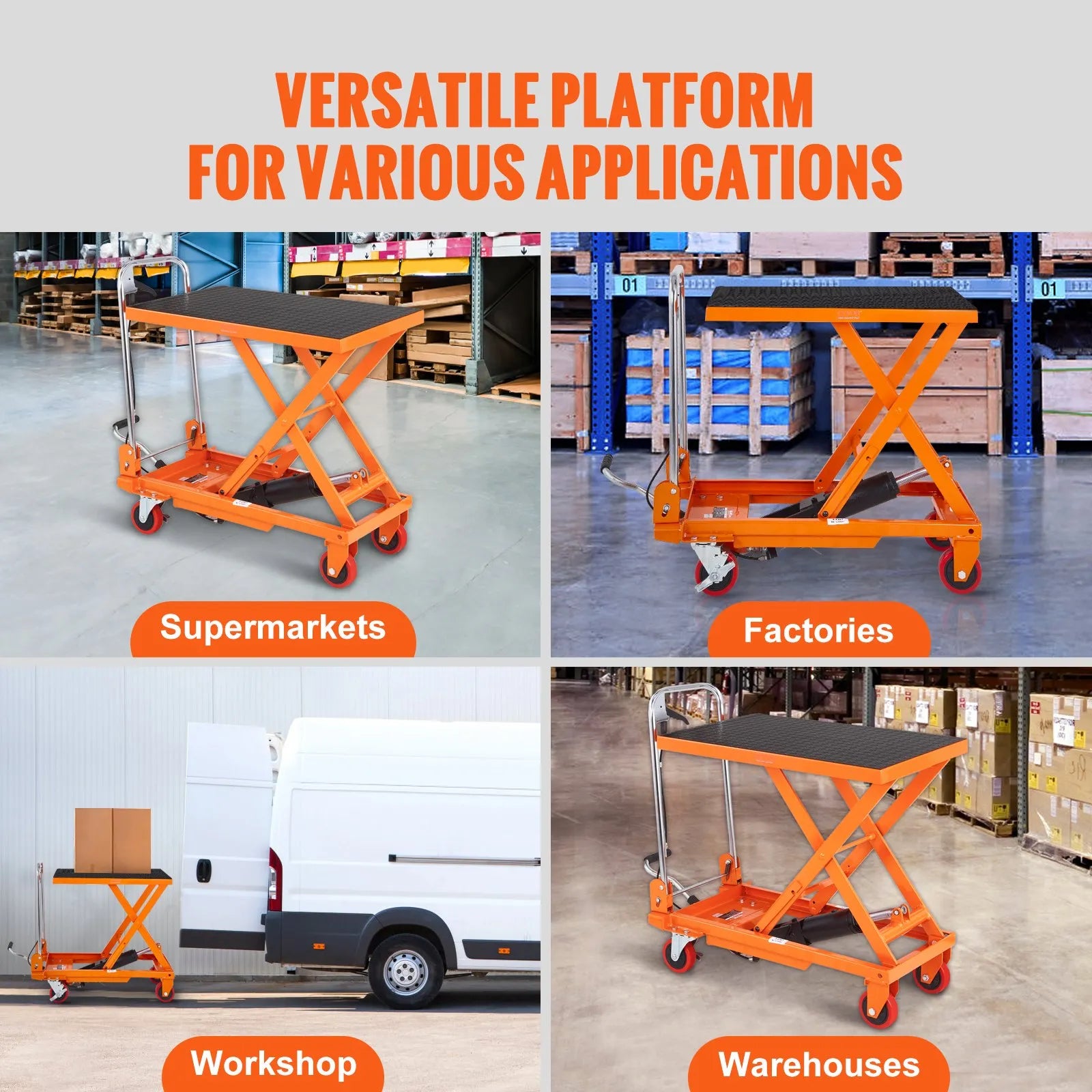 VEVOR Hydraulic Lift Table Cart, 330lbs Capacity 28.5