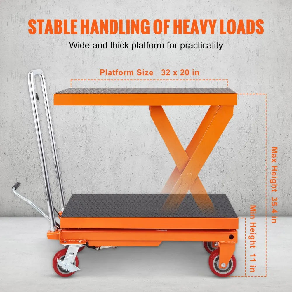 VEVOR Hydraulic Lift Table Cart, 1100lbs Capacity 35.4