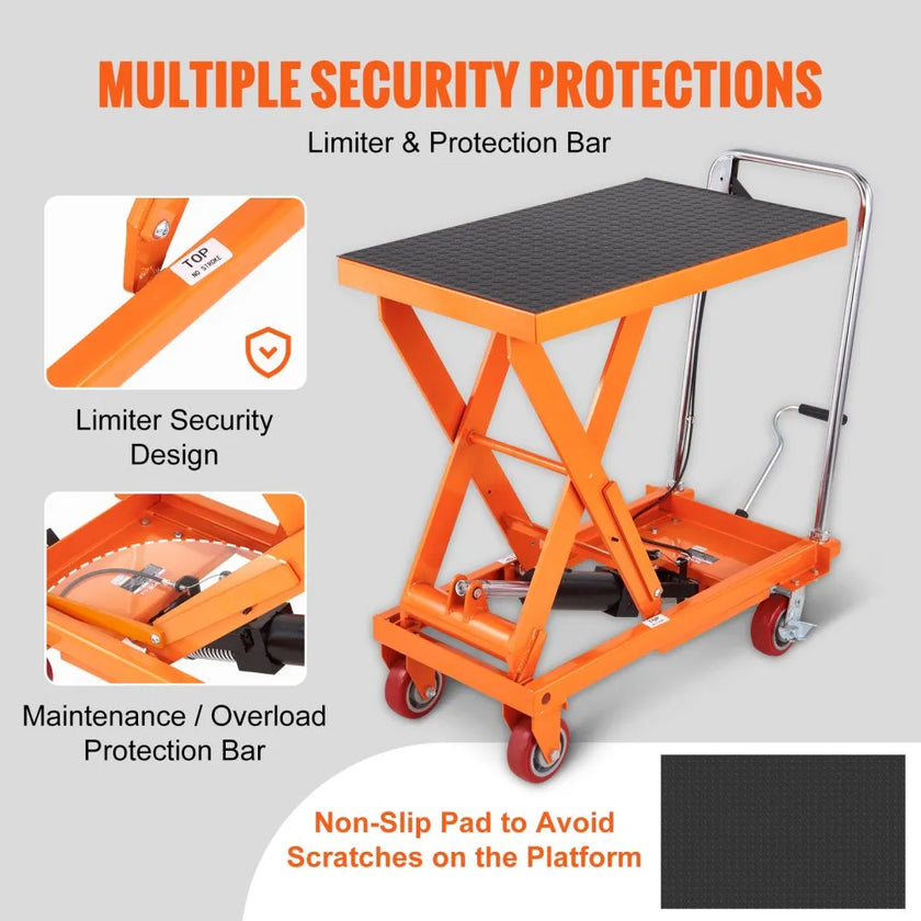 VEVOR Hydraulic Lift Table Cart, 1100lbs Capacity 35.4