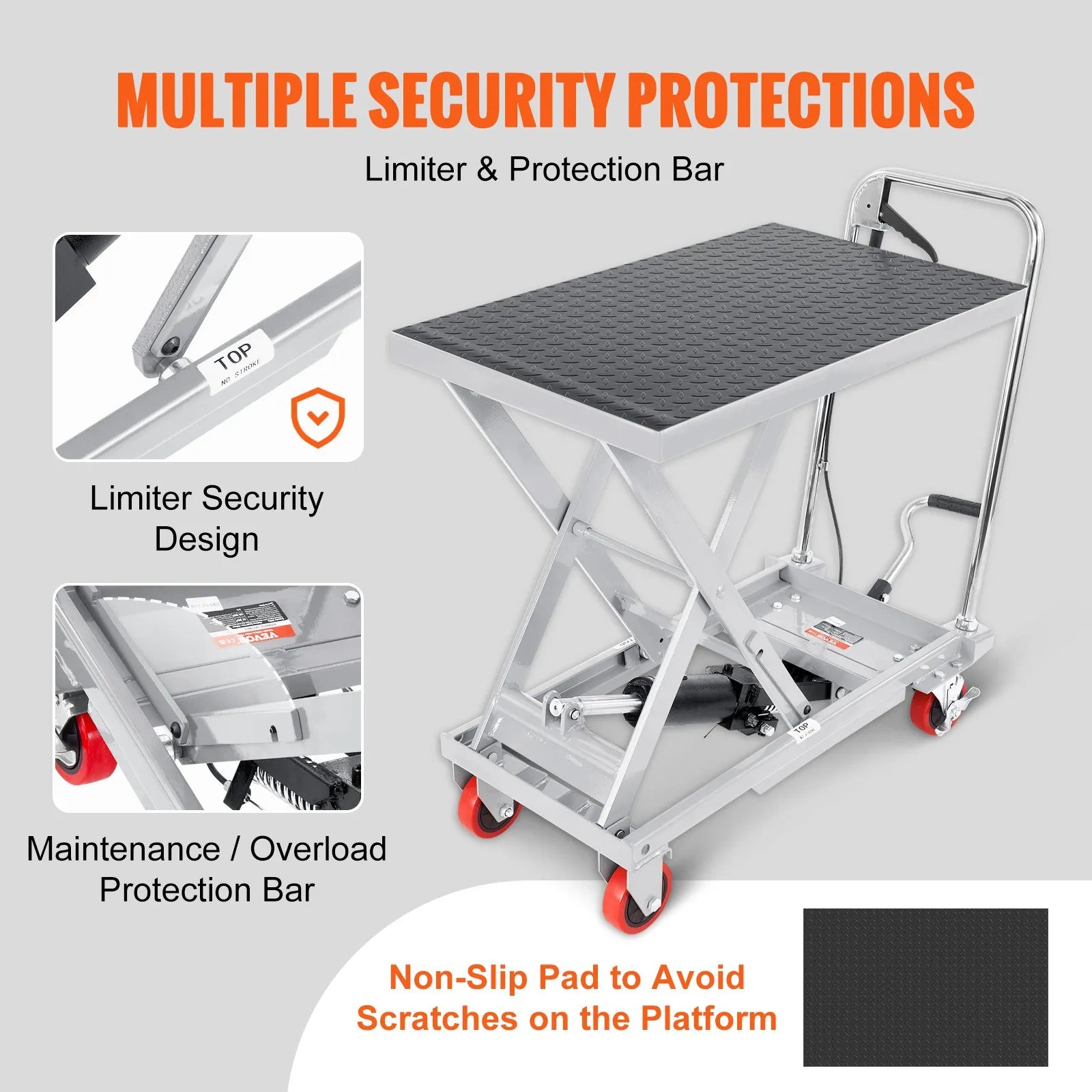 VEVOR Hydraulic Lift Table Cart, 500lbs Capacity 28.5