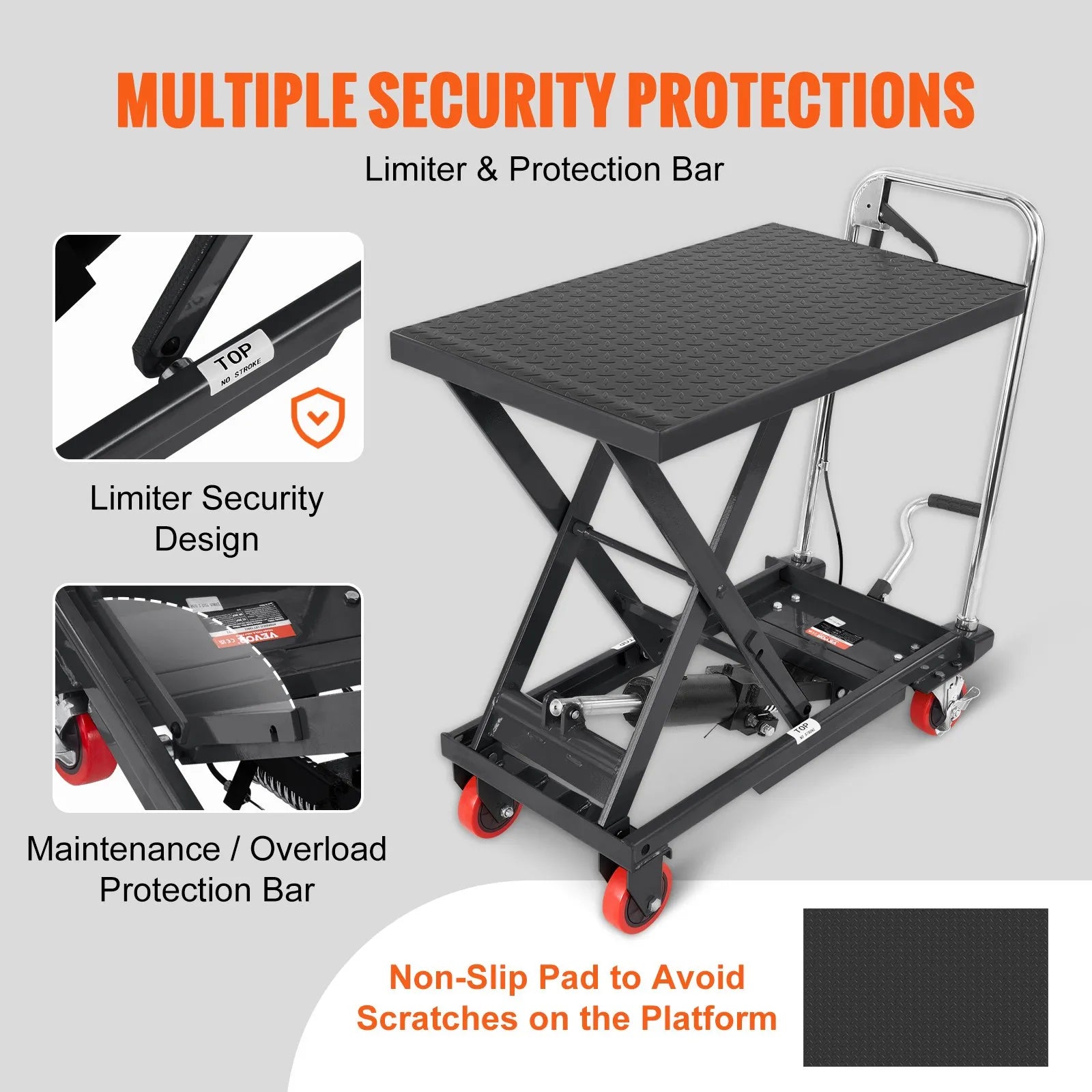 VEVOR Hydraulic Lift Table Cart, 500lbs Capacity 28.5