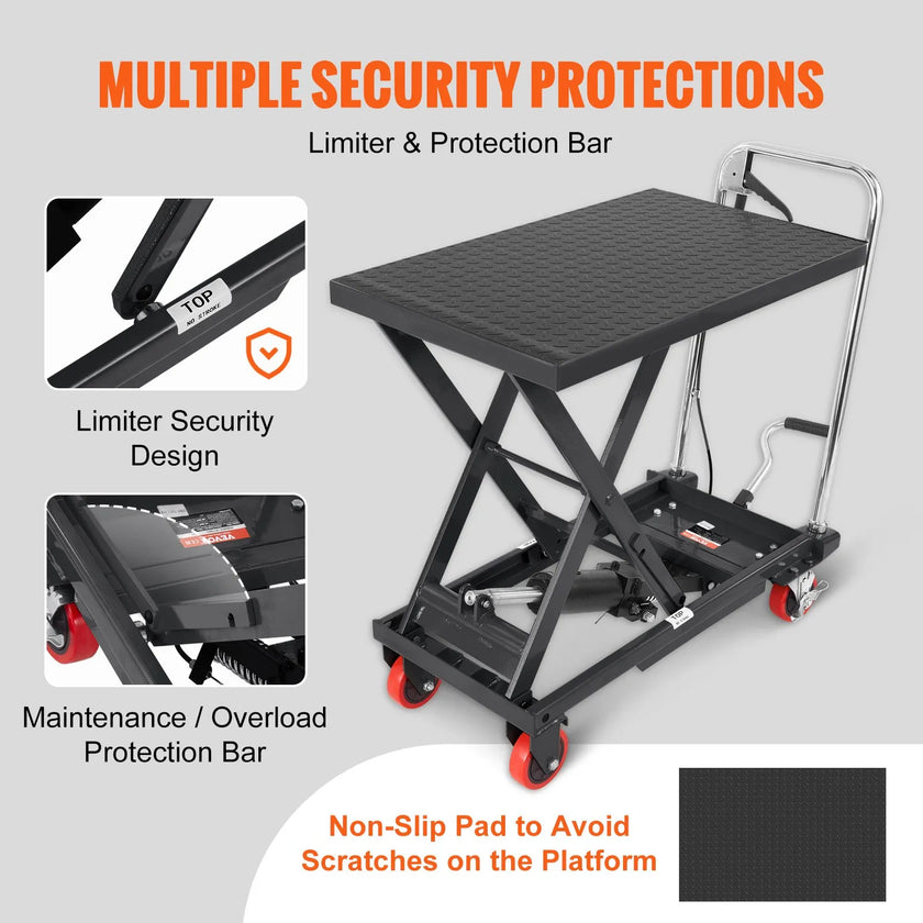 VEVOR Hydraulic Lift Table Cart, 500lbs Capacity 28.5