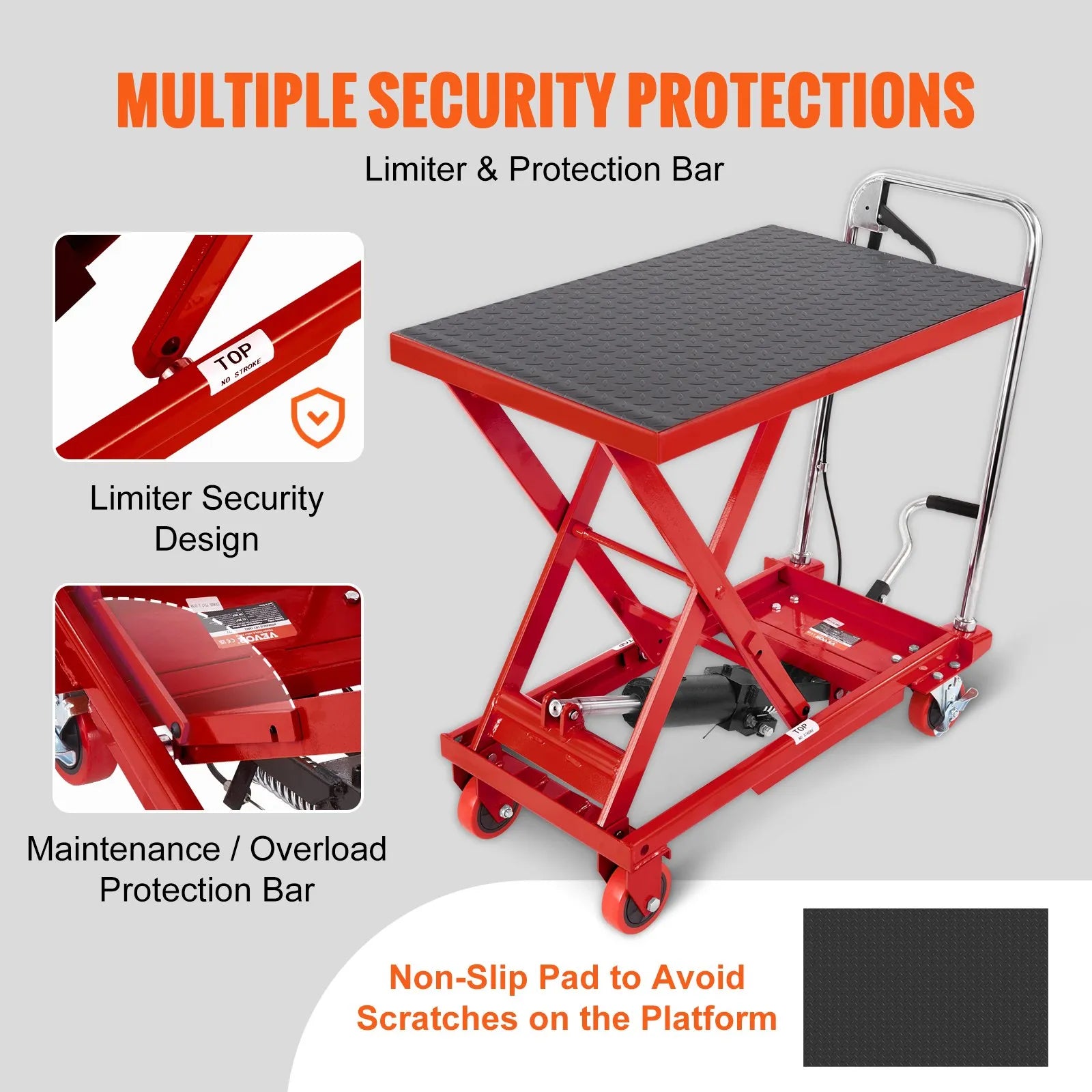 VEVOR Hydraulic Lift Table Cart, 500lbs Capacity 28.5