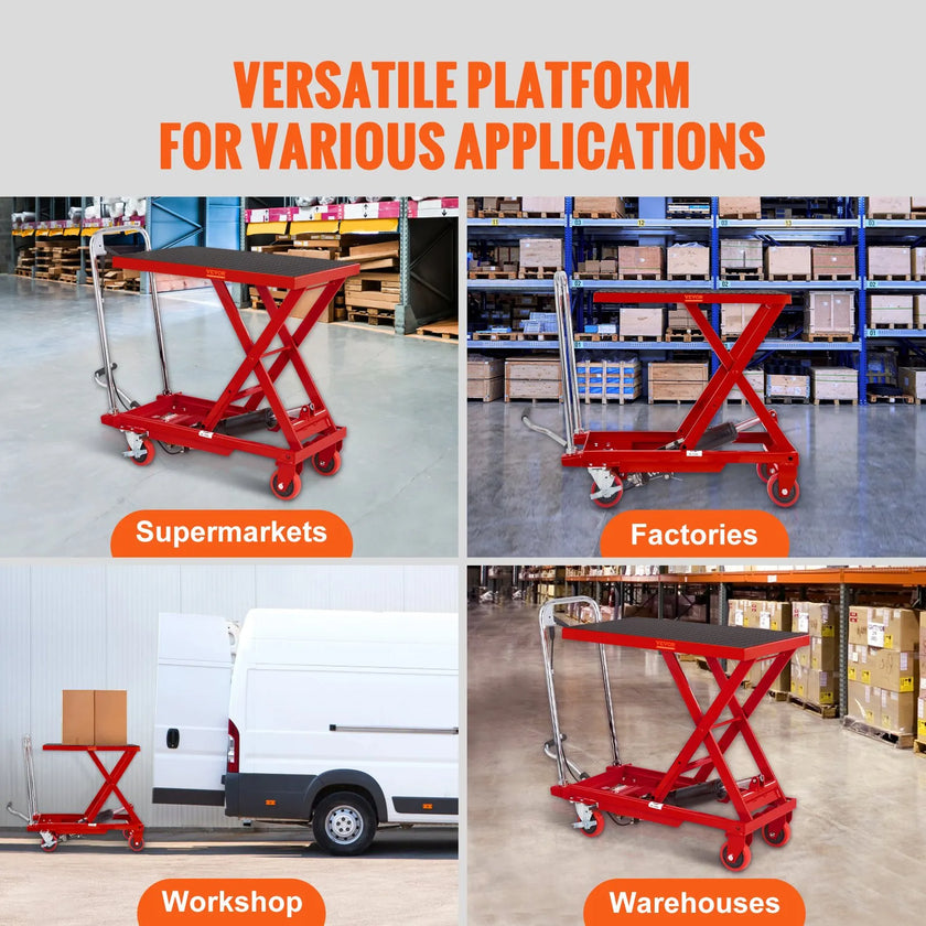 VEVOR Hydraulic Lift Table Cart, 500lbs Capacity 28.5