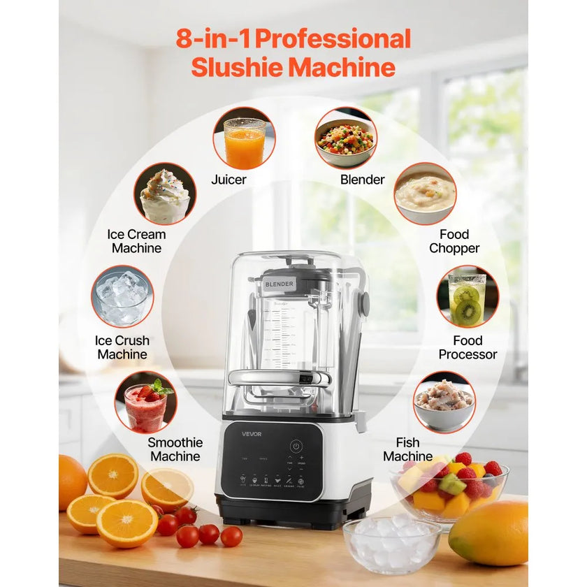 VEVOR Professional Countertop Blender with Sound Shield, 68 oz Capacity, 2200W High-Power Smoothie & Food Processor Blender – White