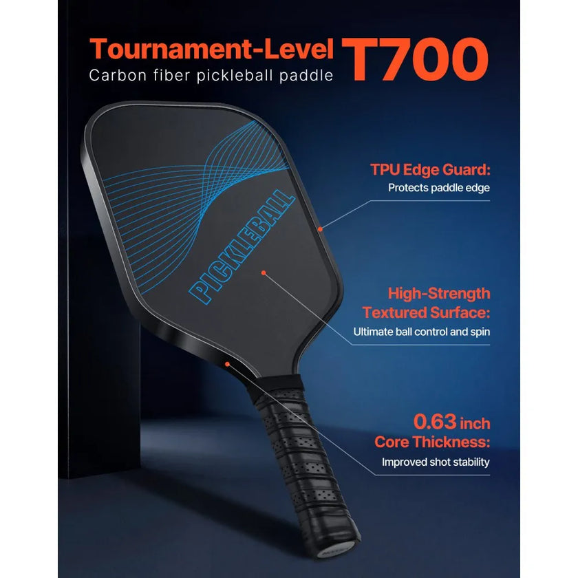 VEVOR Pro Carbon Fiber Pickleball Paddle Honeycomb Core Racket for Adults Blue