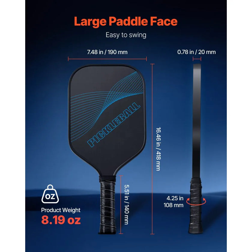 VEVOR Pro Carbon Fiber Pickleball Paddle Honeycomb Core Racket for Adults Blue