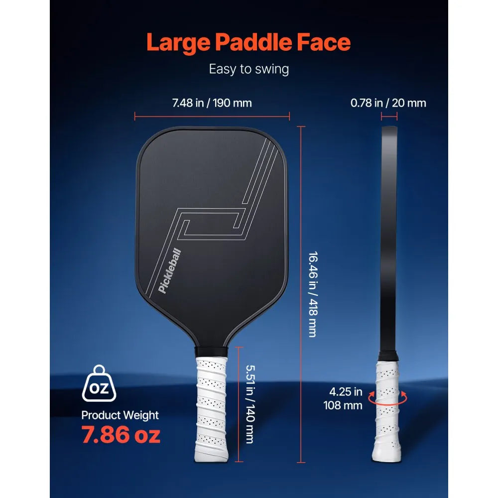 VEVOR Pro Carbon Fiber Pickleball Paddle Honeycomb Core Racket for Adults Black