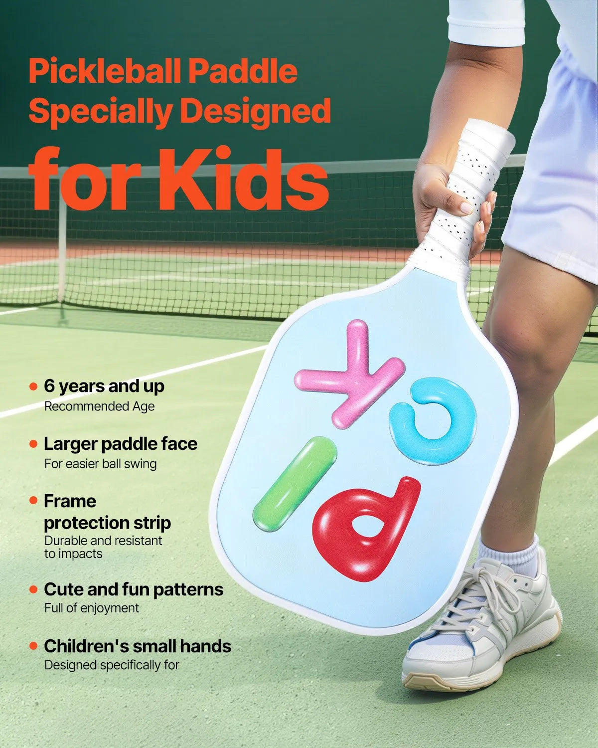 VEVOR Kids Fiberglass Pickleball Paddle Child Size Lightweight Honeycomb Racket