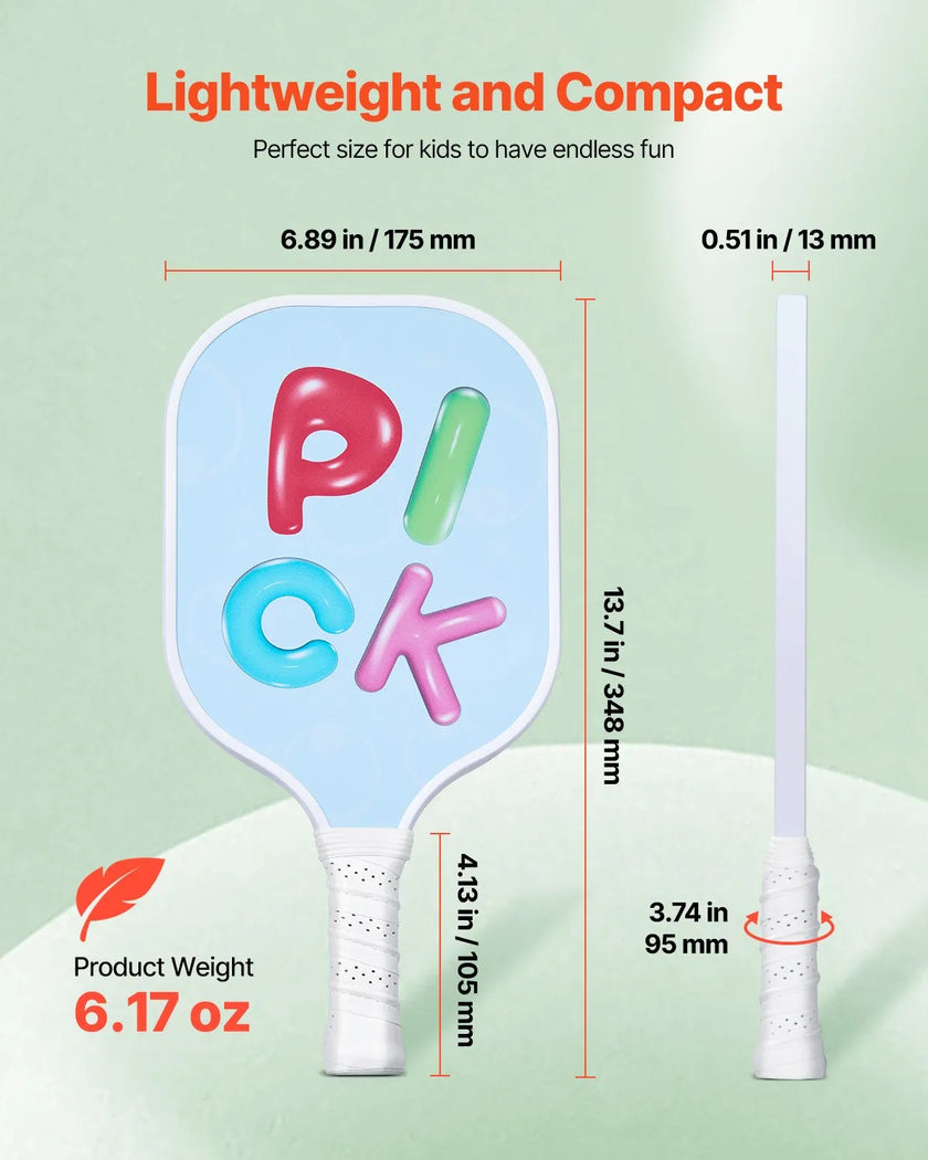 VEVOR Kids Fiberglass Pickleball Paddle Child Size Lightweight Honeycomb Racket