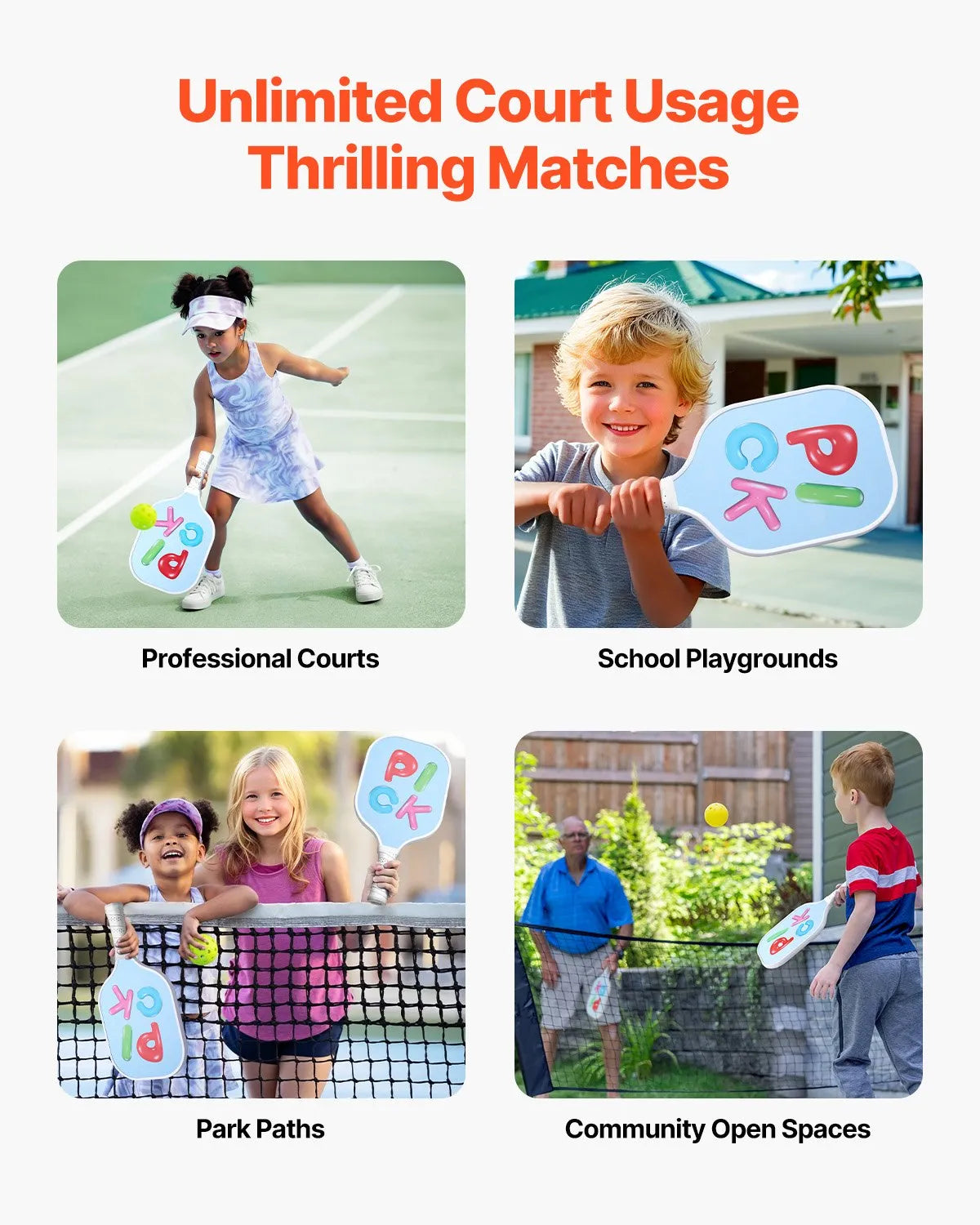 VEVOR Kids Fiberglass Pickleball Paddle Child Size Lightweight Honeycomb Racket
