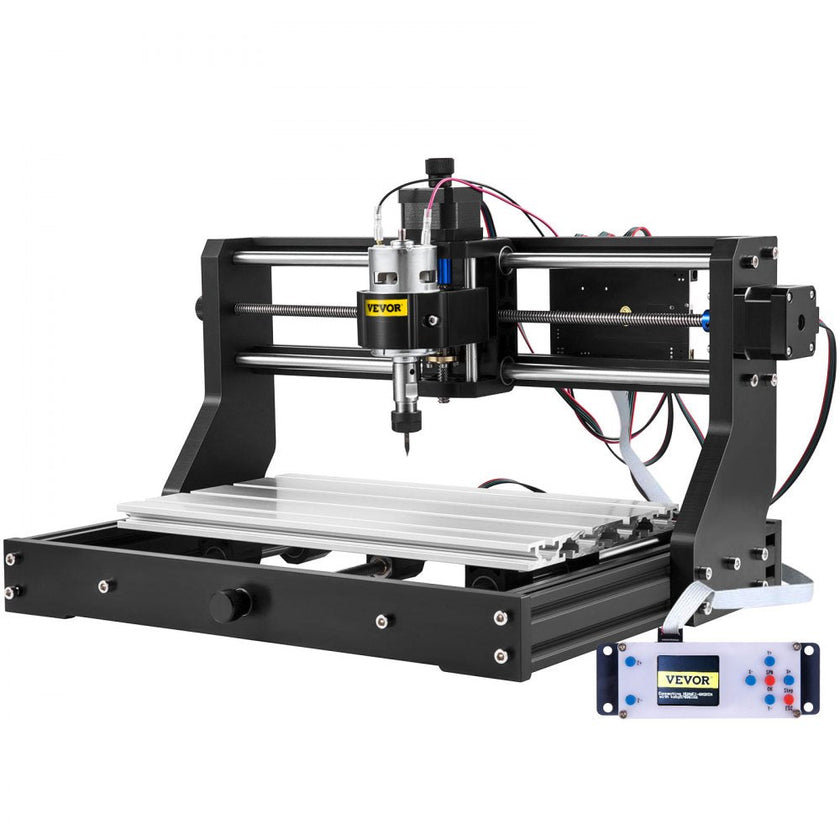 VEVOR CNC 3018-PRO 3 Axis CNC Router Kit GRBL Control With Offline Controller 1 Pcs 5mm ER11 PCB and 10PCS 3.175MM + 4 Sets CNC Plates+1 Pcs ER11 Collet Set for Carving Milling Plastic Acrylic PVC