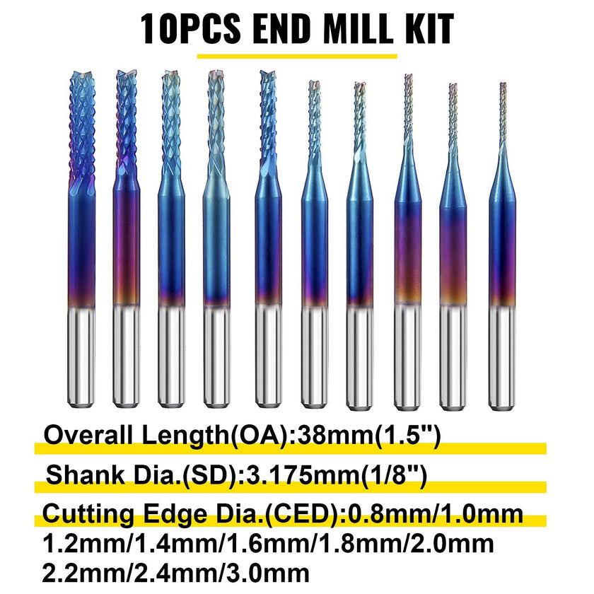 VEVOR 10PCs CNC Router Bits 1/8