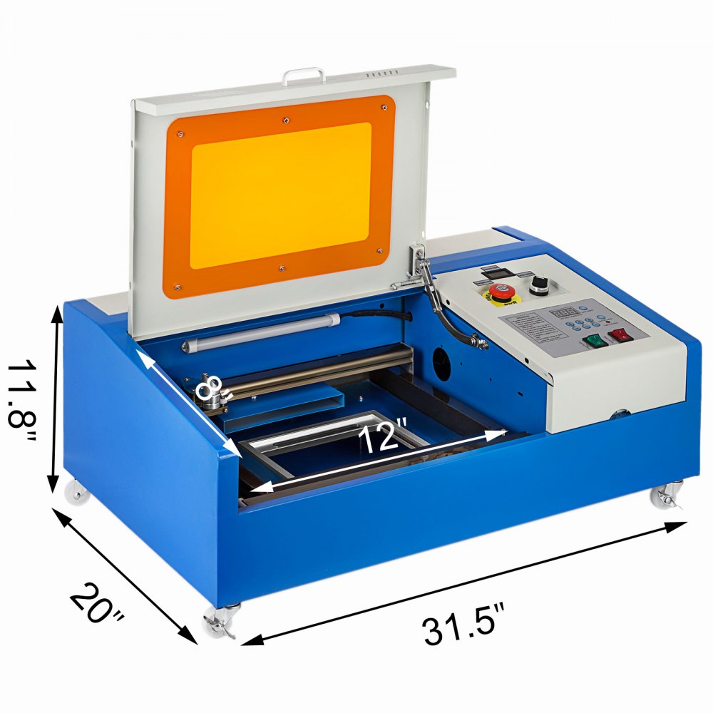 VEVOR K40 Laser Engraver CO2 Laser Engraving Cutting Machine 12x8 inches Laser Engraving Machine with Movable Wheels and Exhaust Fan