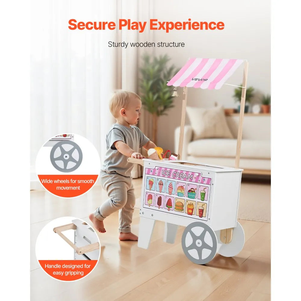 VEVOR Ice Cream Cart for Kids Pretend Play Ice Cream Shop for Kids Aged 3-7