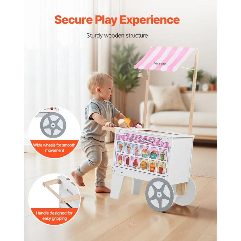 VEVOR Ice Cream Cart for Kids Pretend Play Ice Cream Shop for Kids Aged 3-7