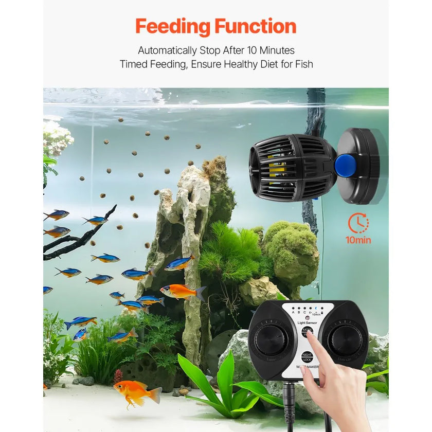 VEVOR Aquarium Wave Maker Pump 10W, 1057 GPH DC Powerhead with Controller, 360° Rotating Circulation Pump, Adjustable Water Flow & Wave Modes for Freshwater and Saltwater Aquariums