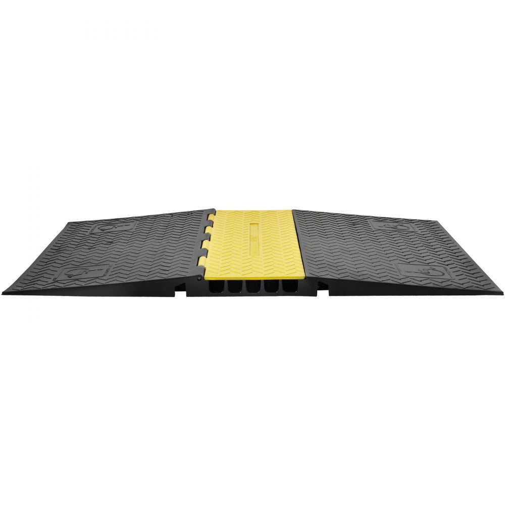 VEVOR Rubber Cable Protector Ramp, 5 Channel, 22000 lbs/axle Capacity Heavy Duty Wire Cover Ramp Hose Cord Ramp Driveway, Traffic Speed Bump with Flip-Open Top Cover, ADA Compliant for Indoor & Outdoo