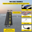 VEVOR Cable Protector Ramp, 4 Packs 2 Channels Speed Bump Hump, Rubber Modular Speed Bump Rated 11000 LBS Load Capacity, Protective Wire Cord Ramp Driveway Rubber Traffic Speed Bumps Cable Protector