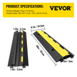 VEVOR Cable Protector Ramp, 4 Packs 2 Channels Speed Bump Hump, Rubber Modular Speed Bump Rated 11000 LBS Load Capacity, Protective Wire Cord Ramp Driveway Rubber Traffic Speed Bumps Cable Protector