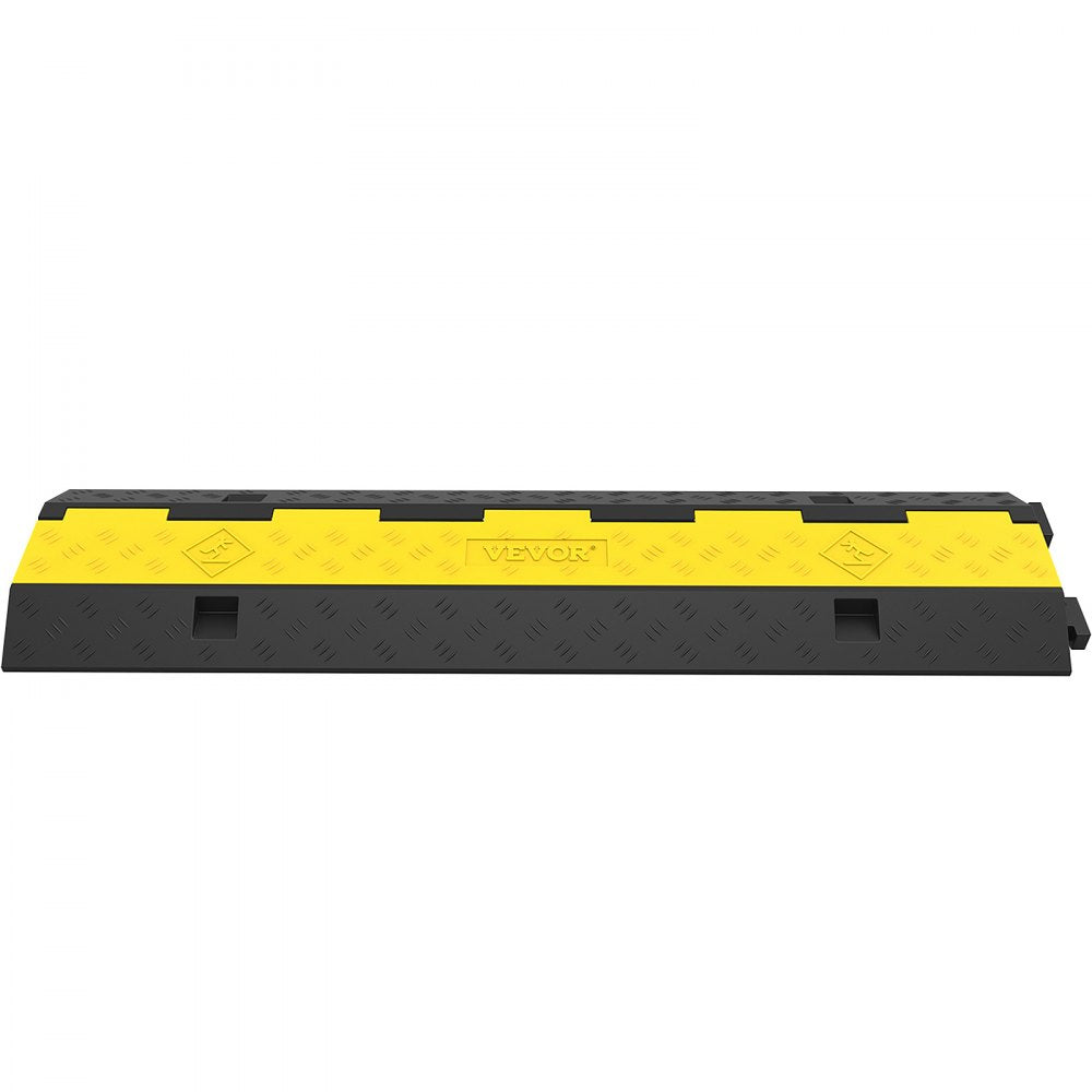VEVOR Cable Protector Ramp, 4 Packs 2 Channels Speed Bump Hump, Rubber Modular Speed Bump Rated 11000 LBS Load Capacity, Protective Wire Cord Ramp Driveway Rubber Traffic Speed Bumps Cable Protector