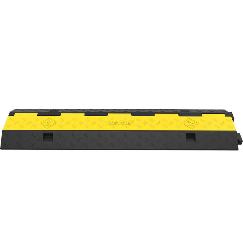 VEVOR Cable Protector Ramp, 4 Packs 2 Channels Speed Bump Hump, Rubber Modular Speed Bump Rated 11000 LBS Load Capacity, Protective Wire Cord Ramp Driveway Rubber Traffic Speed Bumps Cable Protector