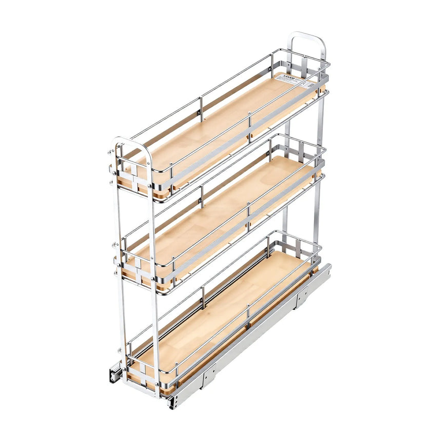 3-Tier Pull-Out Spice Rack Organizer for Cabinet – Heavy-Duty Slide-Out Kitchen Storage