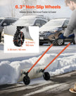 VEVOR Snow Pusher Shovel with Wheels, 24 in Wheeled Snowplow Shovel with Bi-Directional Angled Blade & 90 Degree Adjustable Handle, Metal Winter Shovels, Portable Snow Removal Tool for Driveway Garden