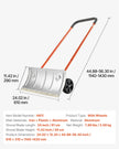 VEVOR Snow Pusher Shovel with Wheels, 24 in Wheeled Snowplow Shovel with Bi-Directional Angled Blade & 90 Degree Adjustable Handle, Metal Winter Shovels, Portable Snow Removal Tool for Driveway Garden
