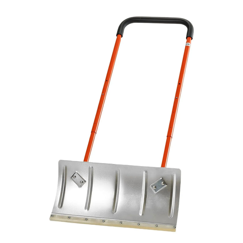VEVOR Snow Pusher Shovel with Wheels, 24 in Wheeled Snowplow Shovel with Bi-Directional Angled Blade & 90 Degree Adjustable Handle, Metal Winter Shovels, Portable Snow Removal Tool for Driveway Garden