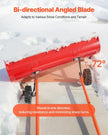 VEVOR Snow Pusher Shovel with Wheels, 37.8 in Wheeled Snowplow Shovel with Bi-Directional Angled Blade & 90° Adjustable Handle, Durable Plastic Winter Shovels, Portable Snow Removal Tool for Driveway
