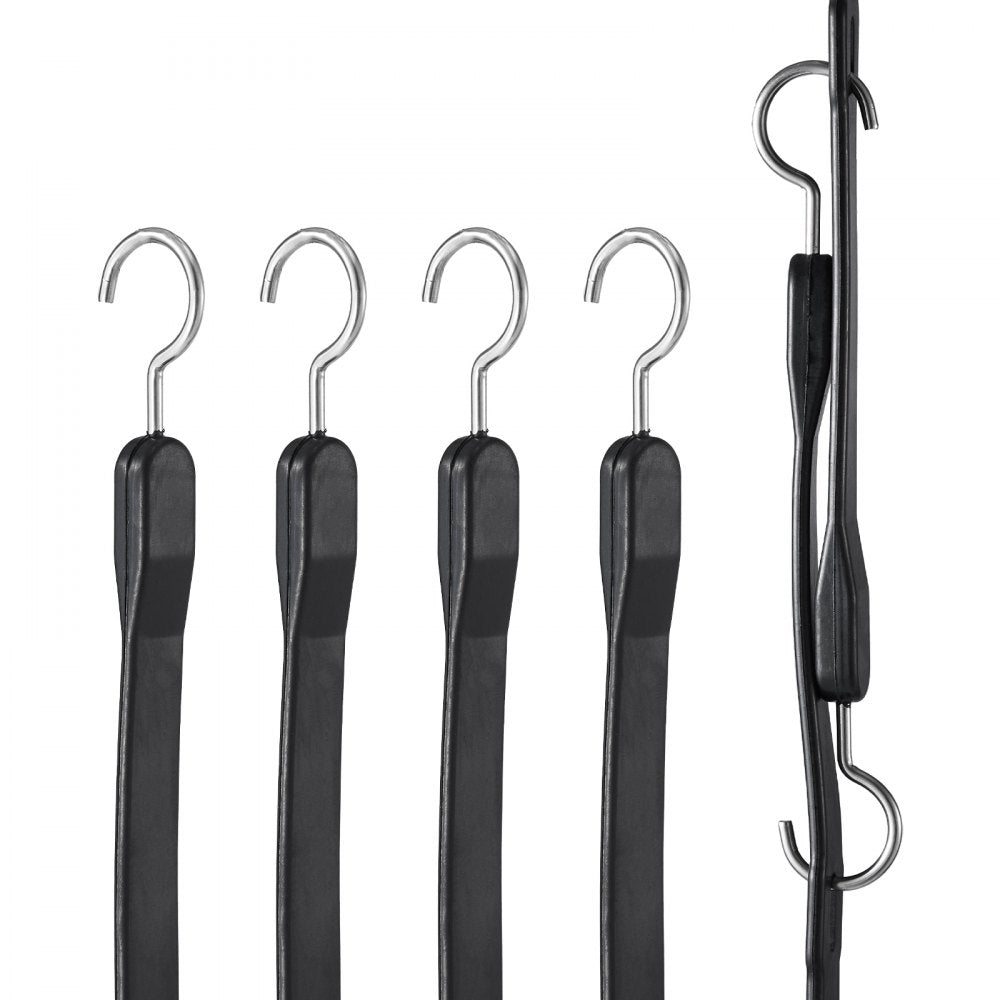VEVOR 4 Pcs Flat Bungee Cord Set 20 mm Heavy Duty Bungee Straps with S-Hook 40