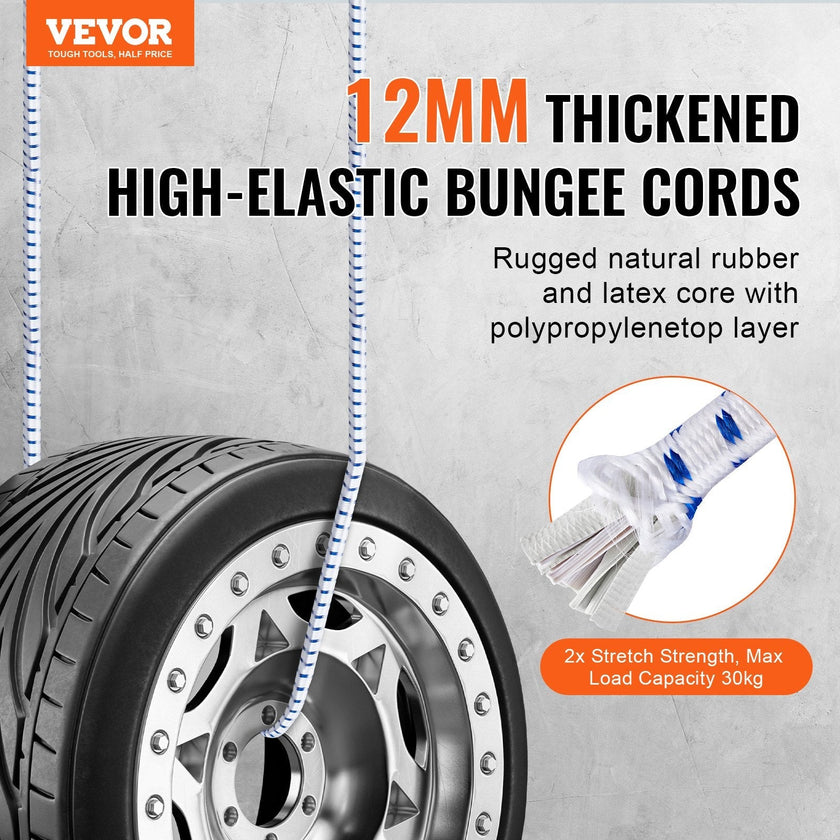 VEVOR 6 Pcs Bungee Cords with A3 Steel Hooks 72