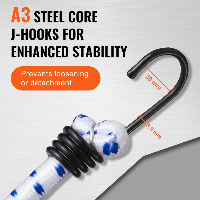 VEVOR 6 Pcs Bungee Cords with A3 Steel Hooks 72