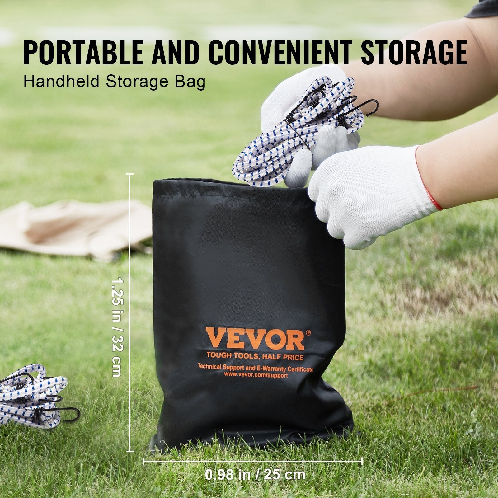 VEVOR 6 Pcs Bungee Cords with A3 Steel Hooks 72