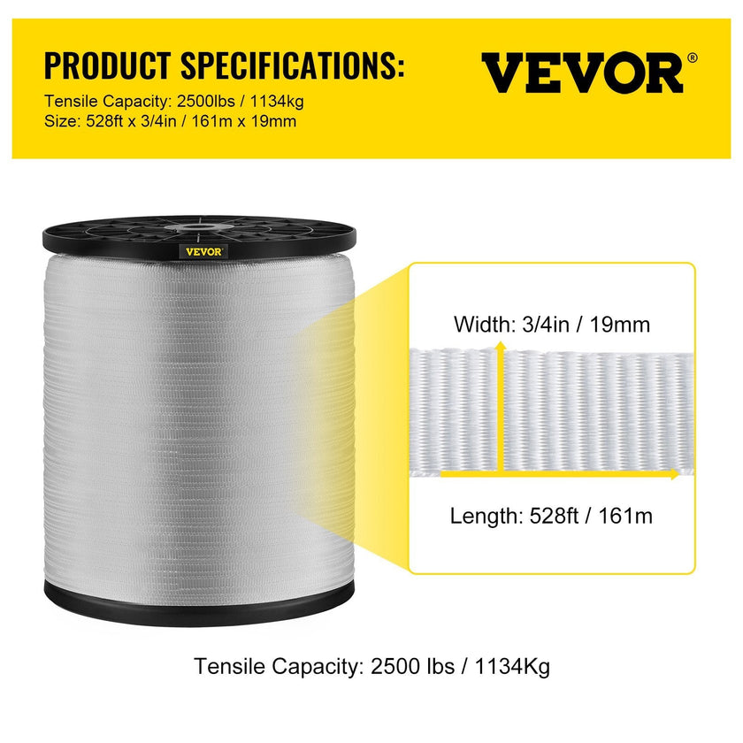 VEVOR 2500Lbs Polyester Pull Tape, 528\' x 3/4\