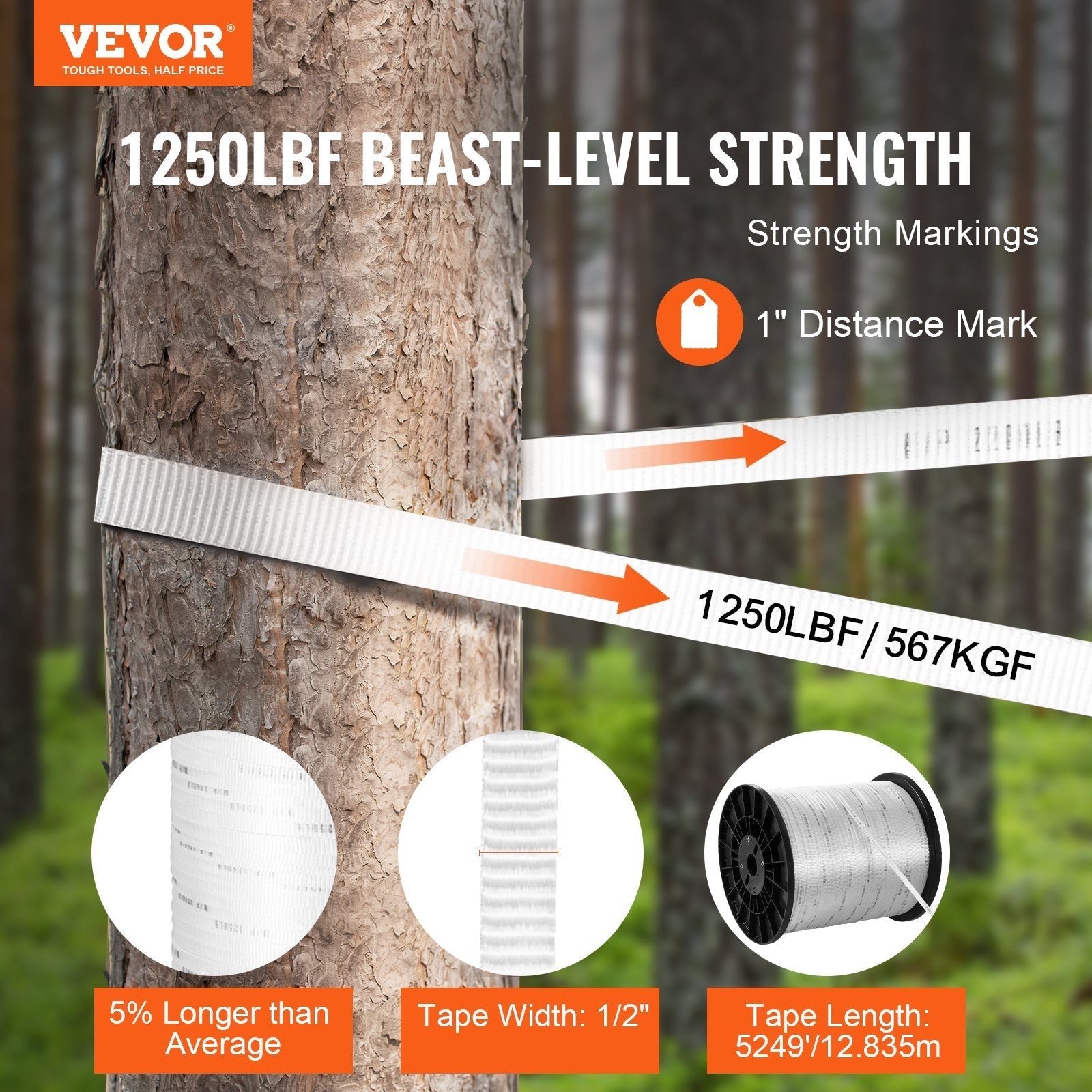 VEVOR Polyester Pull Tape, 1/2