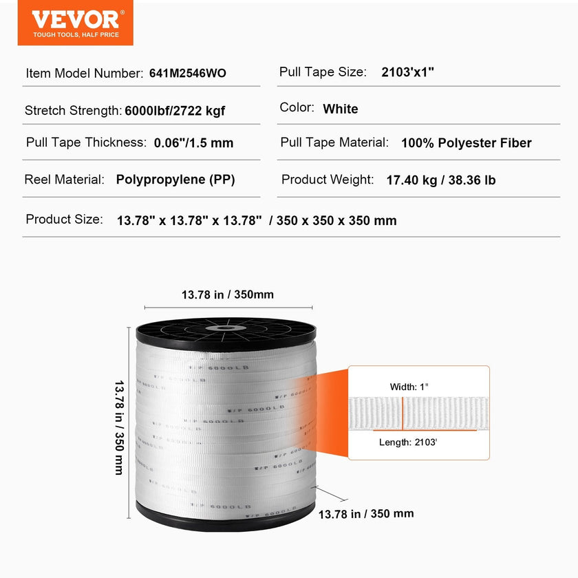 VEVOR Polyester Pull Tape, 1