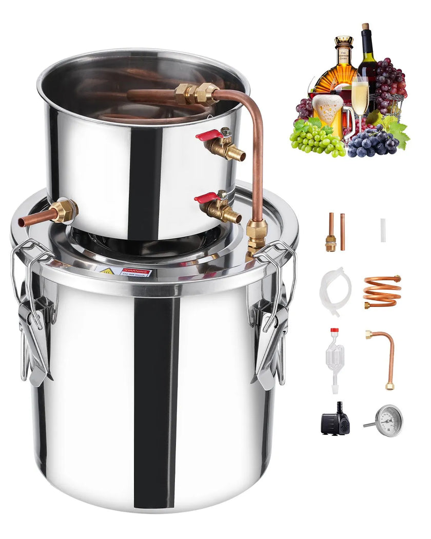 VEVOR Moonshine Still 3 Gal Water Alcohol Distiller Brewing Kit Stainless Steel