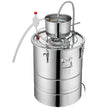 VEVOR Alcohol Still, 15 Gal 50L Water Alcohol Distiller, Home Distillery Kit include Stainless Steel Tube & Pump & One-way Exhaust Valve & Thermometer (30-120? ) for DIY Whisky Wine Brandy, Silver