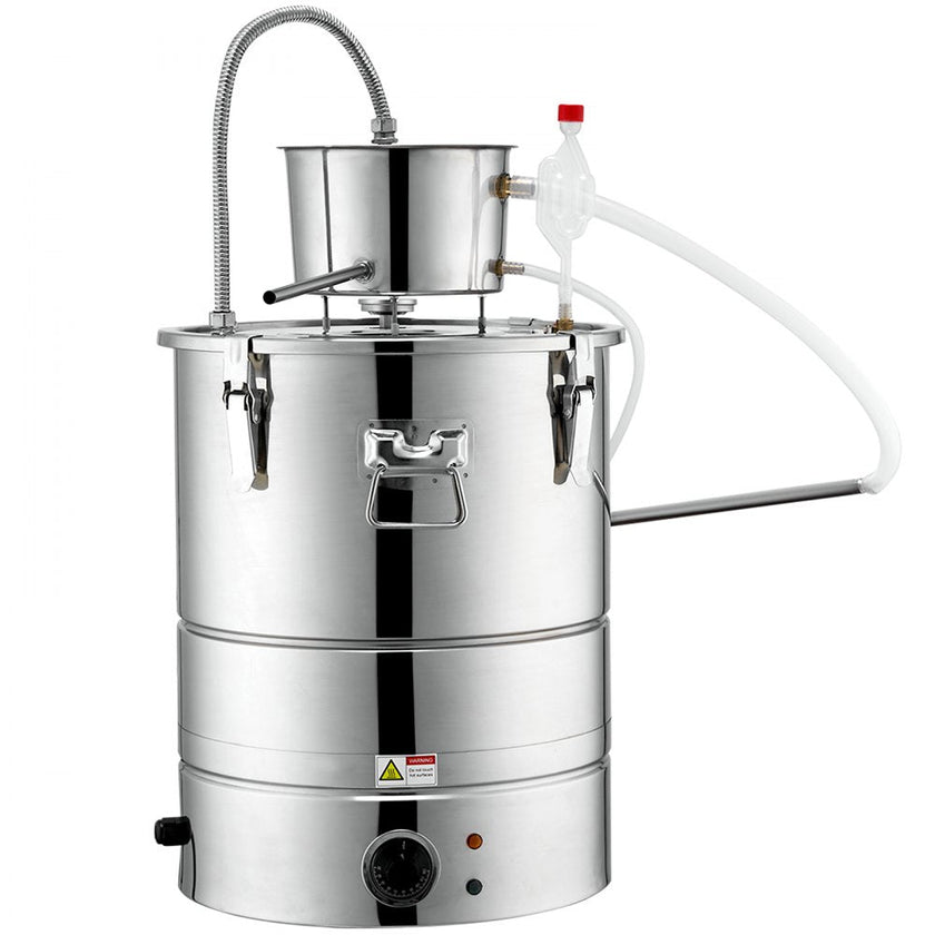 VEVOR Alcohol Still, 15 Gal 50L Water Alcohol Distiller, Home Distillery Kit include Stainless Steel Tube & Pump & One-way Exhaust Valve & Thermometer (30-120? ) for DIY Whisky Wine Brandy, Silver