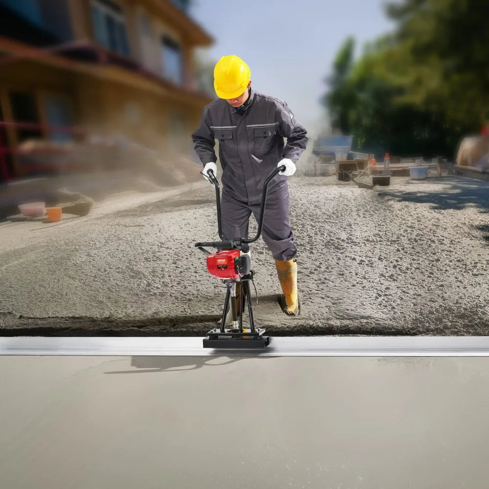 VEVOR Gas Concrete Power Screed, 11ft Aluminum Board Straight Edge Bar Set, 4 Stroke Cement Finishing Vibrating Motor with Height Adjustable Handles, High Efficient Concrete Tools 6500RPM