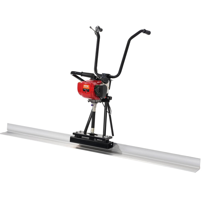 VEVOR Gas Concrete Power Screed, 6ft Aluminum Board Straight Edge Bar Set, 4 Stroke Cement Finishing Vibrating Motor with Height Adjustable Handles, High Efficient Concrete Tools 6500RPM