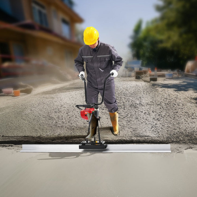 VEVOR Gas Concrete Power Screed, 6ft/8ft/11ft Aluminum Board Straight Edge Bar Set, 4 Stroke Cement Finishing Vibrating Motor w/ Height Adjustable Handles, High Efficient Concrete Tool 6500RPM