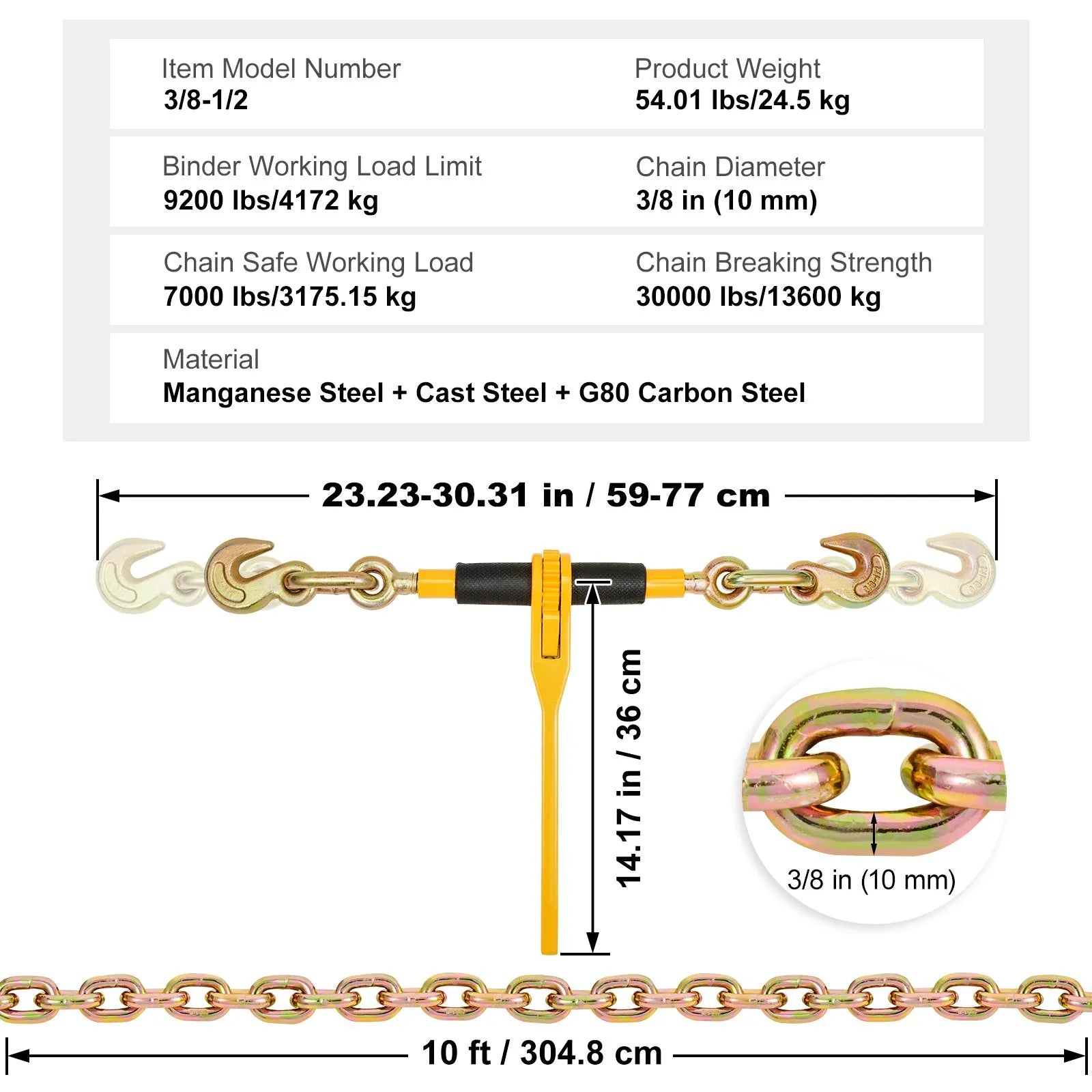 VEVOR Chain and Binder Kit 3/8