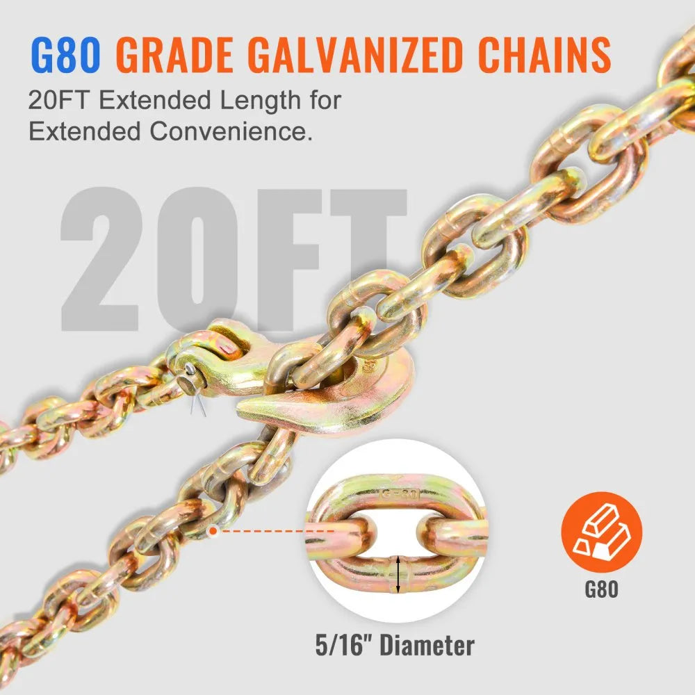 VEVOR Ratchet Chain Binder 2PCS, 3/8