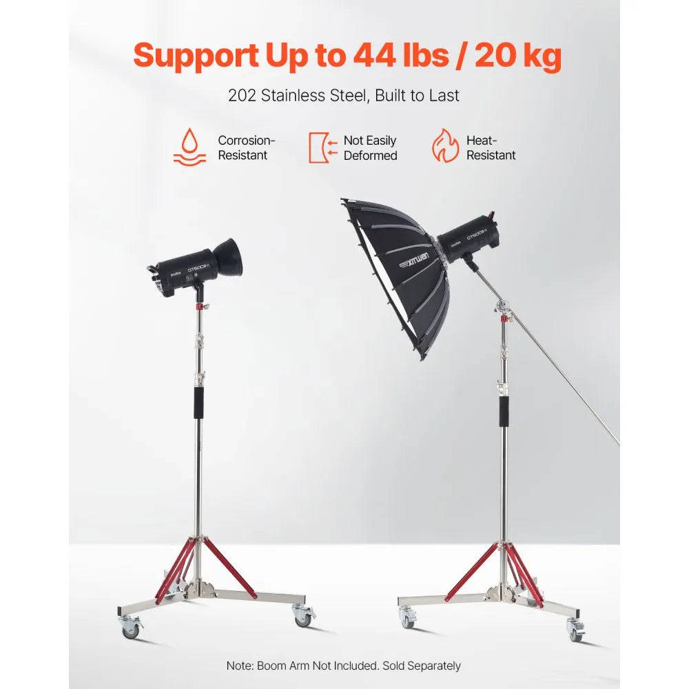 VEVOR Heavy Duty Light Stand with Casters Max Height 10.5ft/320cm Tripod Stand