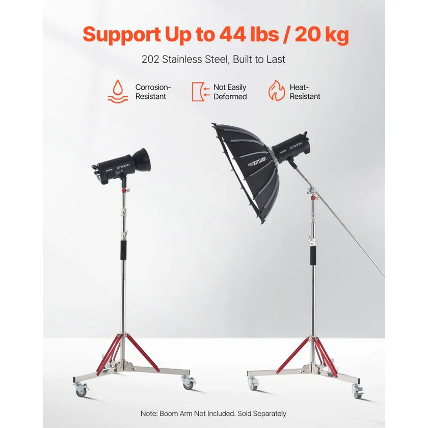 VEVOR Heavy Duty Light Stand with Casters Max Height 10.5ft/320cm Tripod Stand