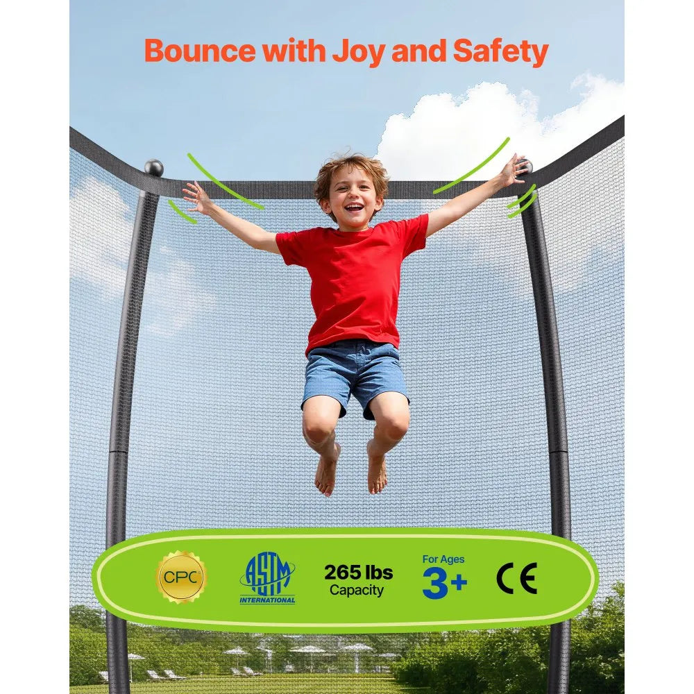 16 ft Outdoor Trampoline with Safety Enclosure Net & Heavy-Duty Steel Frame