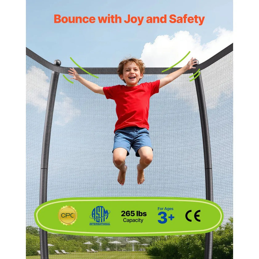 16 ft Outdoor Trampoline with Safety Enclosure Net & Heavy-Duty Steel Frame